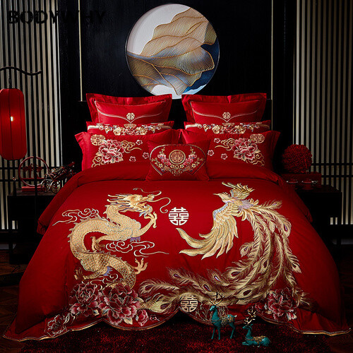 2020 Red Luxury Flower Embroidery 