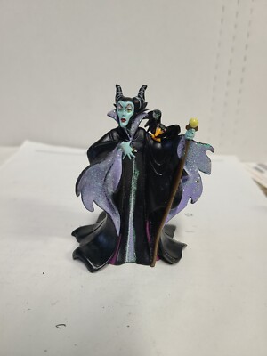 DISNEY MALEFICENT & DIABLO FROM SLEEPING BEAUTY PVC FIGURE CAKE TOPPER GLITTER
