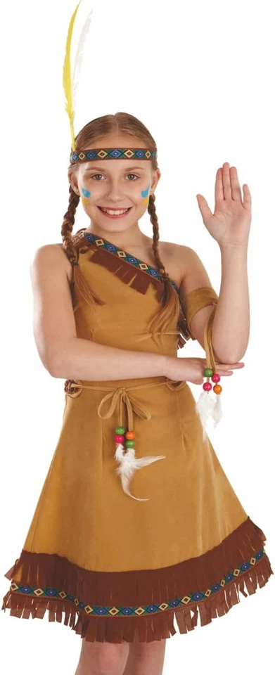 Girls Native American Costume Kids Indigenous Indian Fancy Dress Halloween - Image 3 of 4