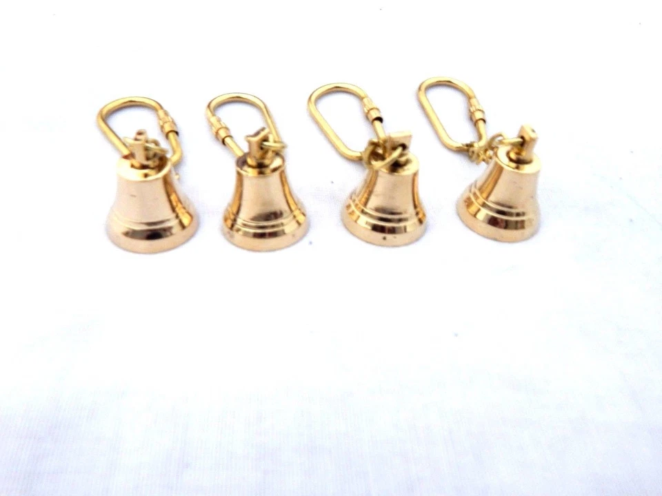 Solid Brass Bell Key Chain Collectible Marine Nautical Key Ring Lot Of 10 Pcs - Image 4 of 4