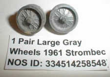 1 Pair Large Gray Slot Car Wire Wheels 1961 by Strombecker Original Vintage NOS