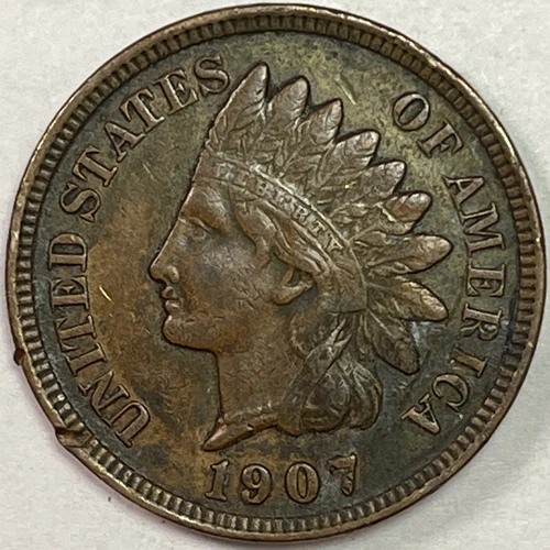 1907 Indian Head Cent Choice Extremely Fine XF+ Coin #18004