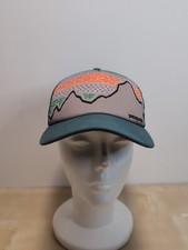Patagonia Green Gray Orange Mountains Trucker Hat Snapback Cap OSFA
