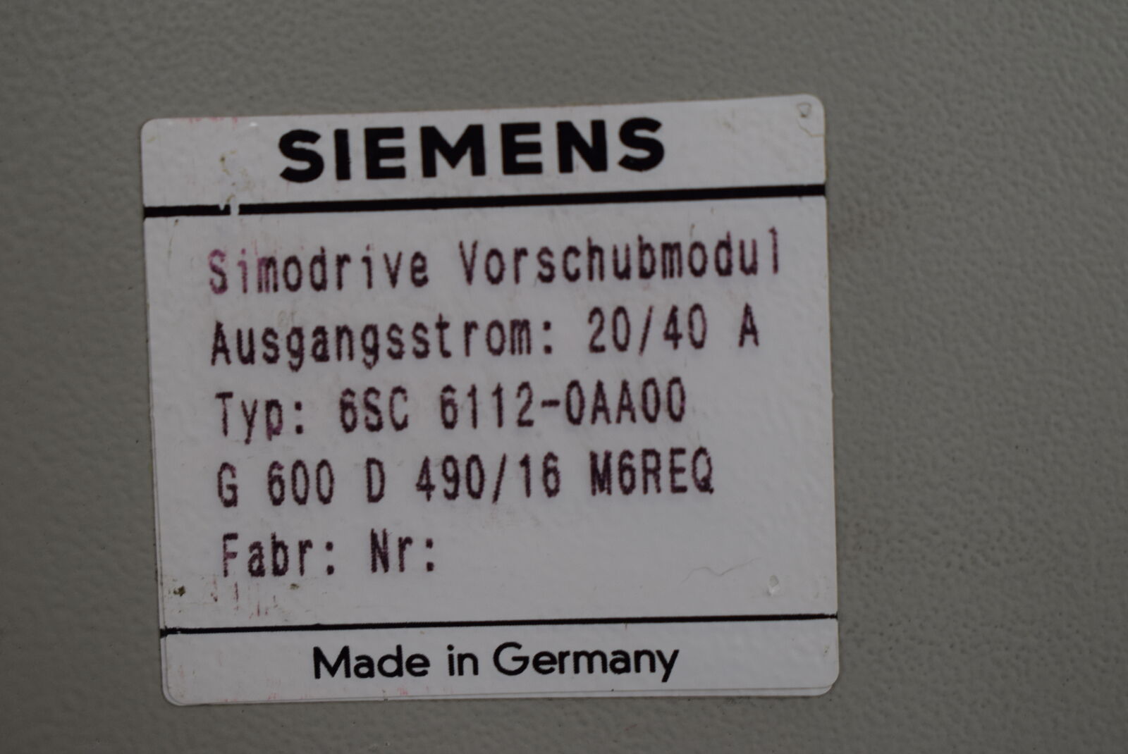Moduł zasilający Siemens Simodrive 6SC 6112-0AA00 ( 6SC6 112-0AA00 ) USZKODZONY 100% nowy, opłacalny