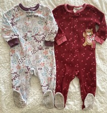 Lot of 2 - Blanket Sleeper Fleece Footed Pajamas - 12 Months Animals, Dinosaurs