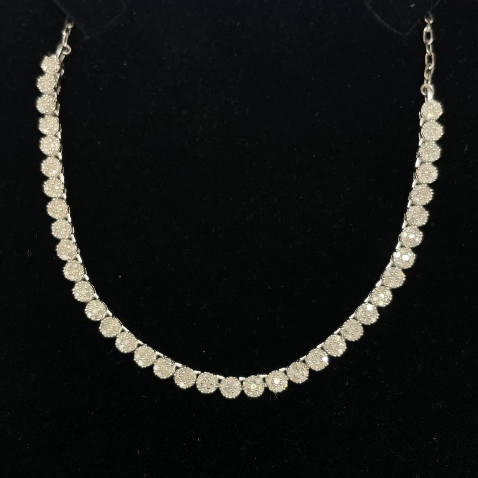 1.33ct Natural Diamond in Platinum Overlay Sterling Silver Bezel Necklace - Image 3 of 4