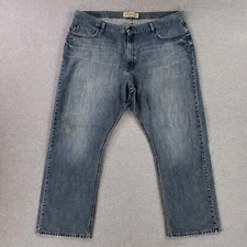 Wrangler 44x30 Relaxed Boot Cut Jeans Faded Wash Broken In Comfy Work