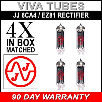 JJ Electronic Matched Quad (4) EZ81 / 6CA4 / 6CA4A Rectifier Vacuum ...