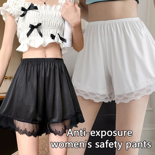Donne Pettipants Half Slips Bloomers Shorts Nylon Bloomer Pizzo Trim Slip Pants