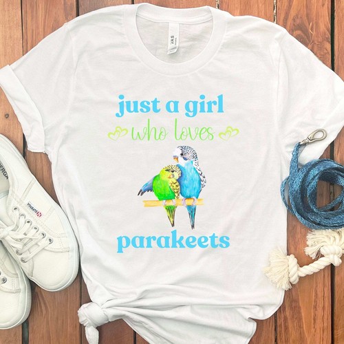 GIRL WHO LOVES PARAKEETS T-SHIRT - Picture 48 of 50