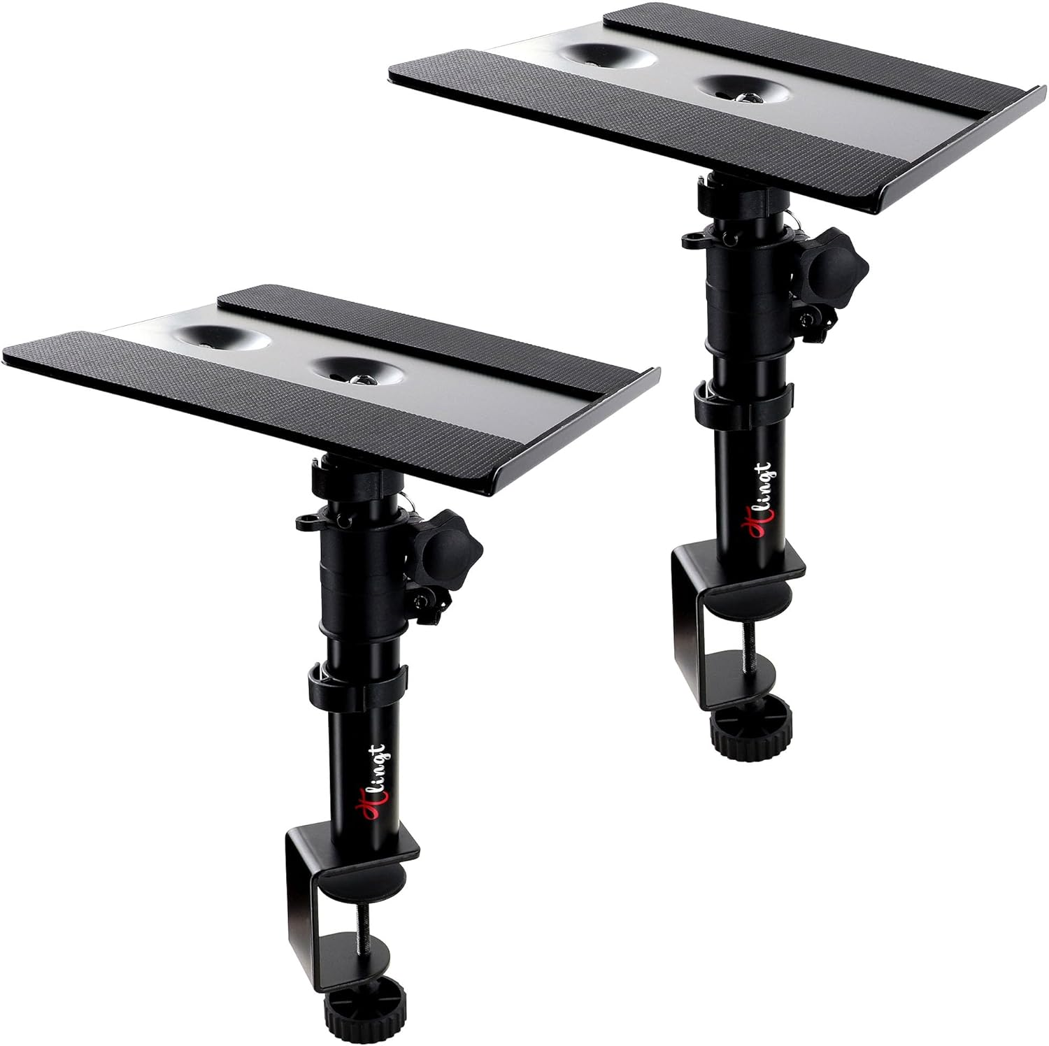 Studio Monitor and Speaker Stand Pair, Clamp-On Desk Speaker Stand Set of 2, 9.5