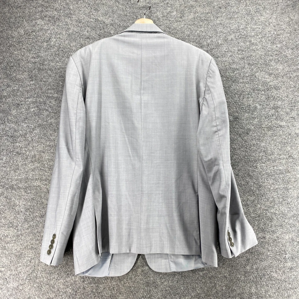 Blazer Calvin Klein Hombre 44 Gris Abotonado Lana Manga Larga Cuello Regular Foto 2 de 4