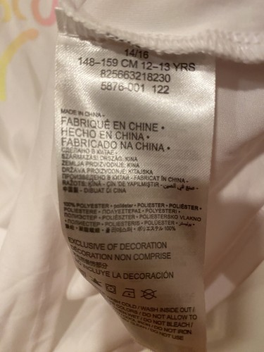 Hurley Girls Long Sleeve White Rashguard Size 14/16 New Without Tag - Picture 5 of 5