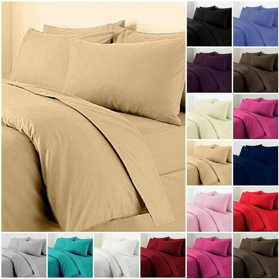 Plain Duvet Quilt Cover with Pillow Case Bedding Set Single Double