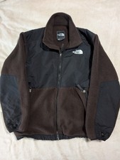 The North Face Boys Brown Fleece Denali Jacket Black Trim Full Zip Outdoor L