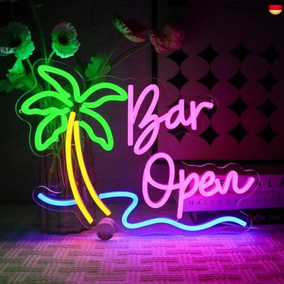 Bar Open Neon Schild Palme Led Neon Schild Wand Bier Bar Neon Sign Öffnen Led 