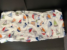 Pottery Barn Kids SAILBOAT Crib Fitted Sheet Boat Ocean Sea Sailing Coast NEW