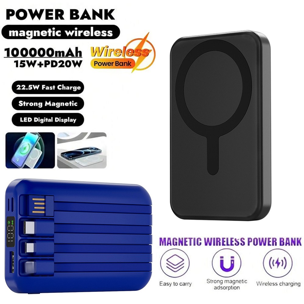 1000000mAh Magnetic Wireless Power Bank Compatible with iPhone 15 14 13 Portable Fast Charger-image