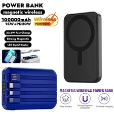 1000000mAh Magnetic Power Bank for iPhone 15/14/13 Wireless Portable Charger New