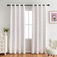 Pink Blackout Curtains for Girls Bedroom 84 Inch Long 100 Light Blocking Gir...