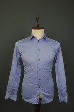 Eton Blue 100 Cotton Slim Fit Long Sleeve Button Up Dress Shirt Size 38 / 15