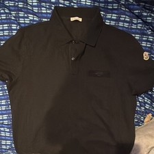 Moncler Archive Men's Black Polo Shirt L Cotton Short Sleeve Collared Logo