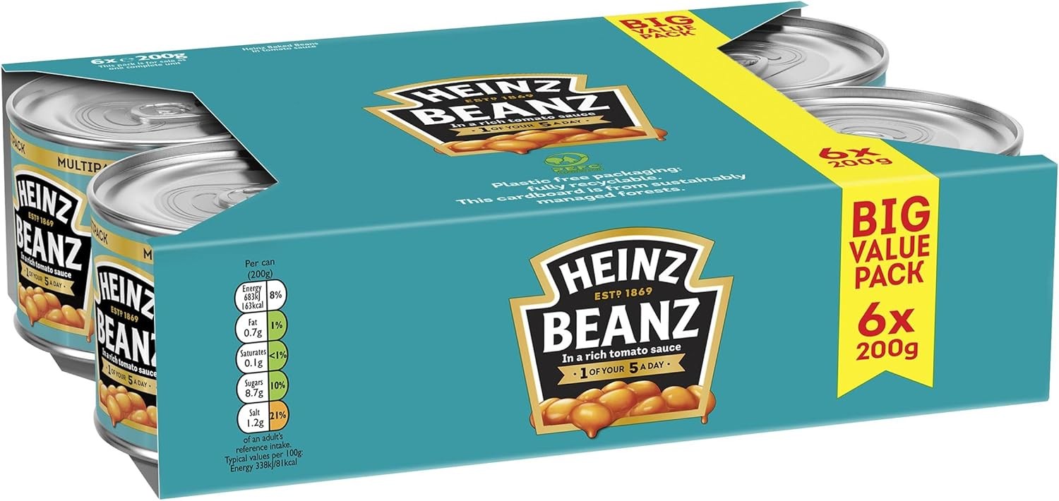 Heinz Beanz in a Rich Tomato Sauce Big Value Pack, 6x200g