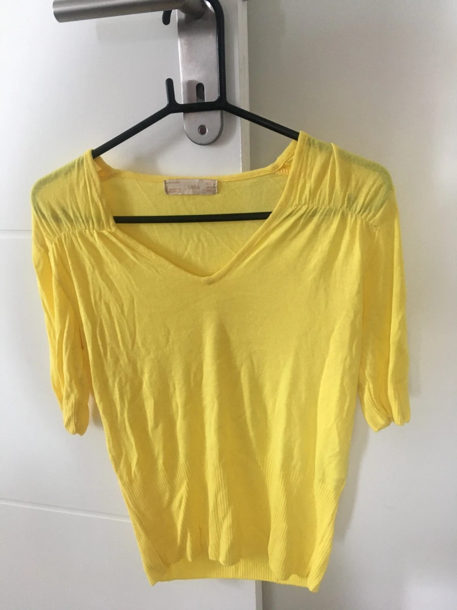 T-shirt Zara Jaune Taille M - Occasion En Très Bon état, Coupe Regular, Pour Femme