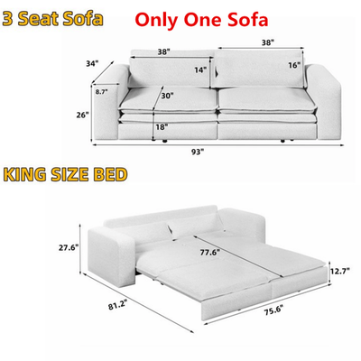 Upholstered Sleeper Sofa w/ Pull Out Bed, King Size Bed