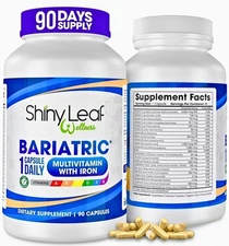 Shiny Leaf Bariatric Multivitamin with Iron - 45mg Iron 90 Capsules Post WLS ...