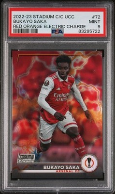 2022-23 Topps Stadium Club Chrome Bukayo Saka Red Orange Electric Charge /4