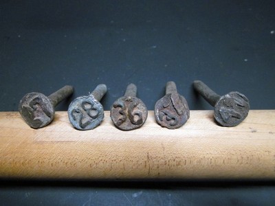 Vintage Railroad Spikes / Nails Lot   Stamped Numbers   Blacksmith / Forging /