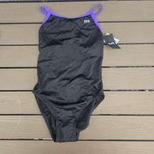 TYR Durafast Elite Women's Hexa Diamondfit Black/purple One Piece Swim Sz 34 New