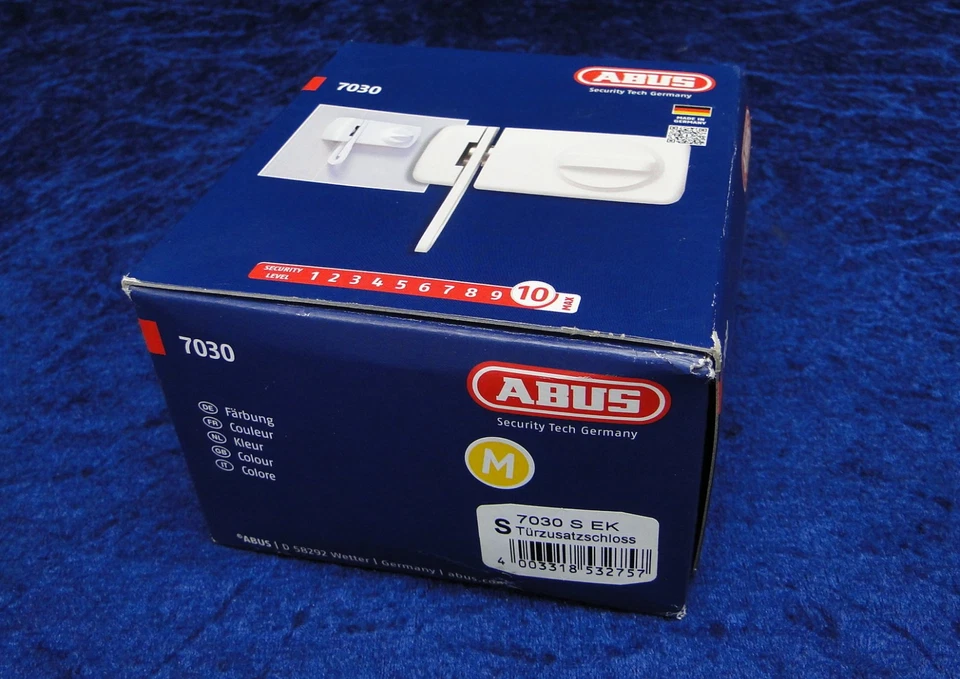 ABUS 7030 S EK serratura aggiuntiva per porta con staffa di blocco argento serratura per porta con 3 chiavi - Immagine 2 di 4