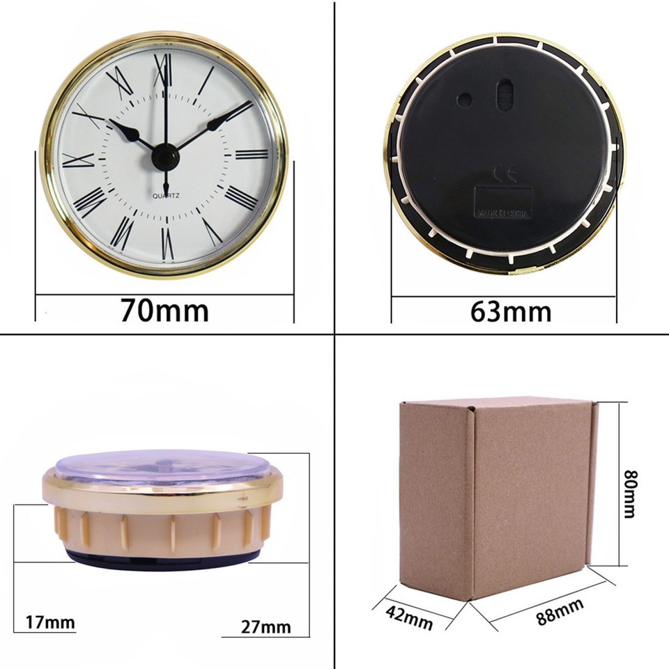 Clock Insert Round Quartz Clock Fit-up Movement Gold Bezel Roman ...