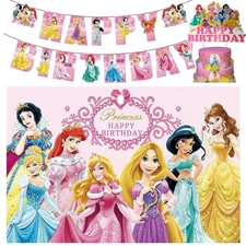 Disney princess birthday banner card backdrop cake toppers birthday decorations