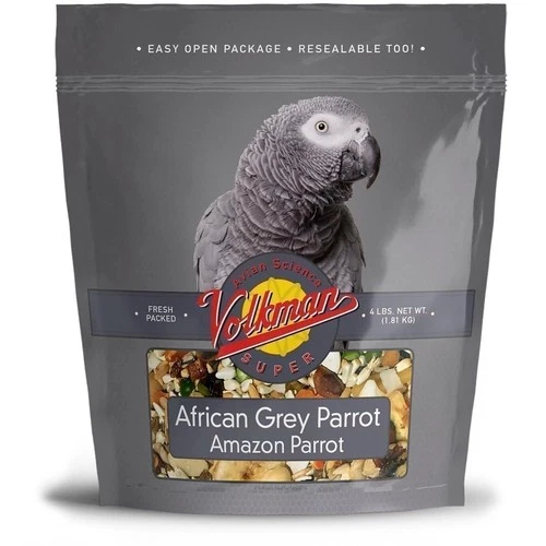 Volkman Avian Science Super African Grey Parrot Food 4lb/8lb Premium Seed Mix