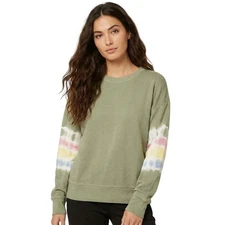 Sundry Sweatshirt Womens 0 Green Pistachio Tie Dye Stripes Crewneck Pullover USA