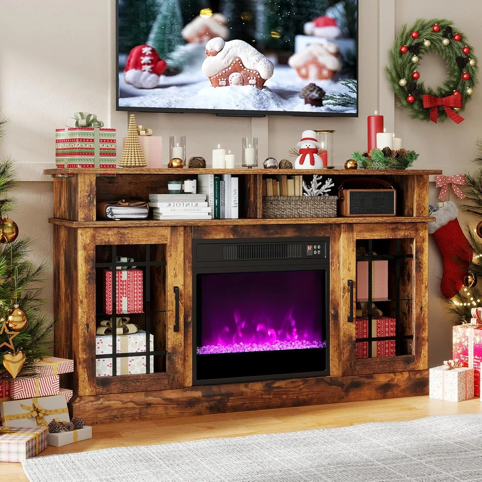 Electric Fireplace TV Stand for Tvs up to 40 Inches, 1400W Heater Insert with LE - Image 2 of 4