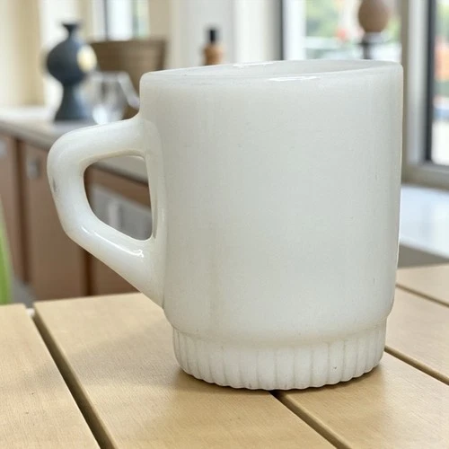 Vintage Anchor Hocking Fire-King Stackable Coffee Mug Cup Milk Glass White