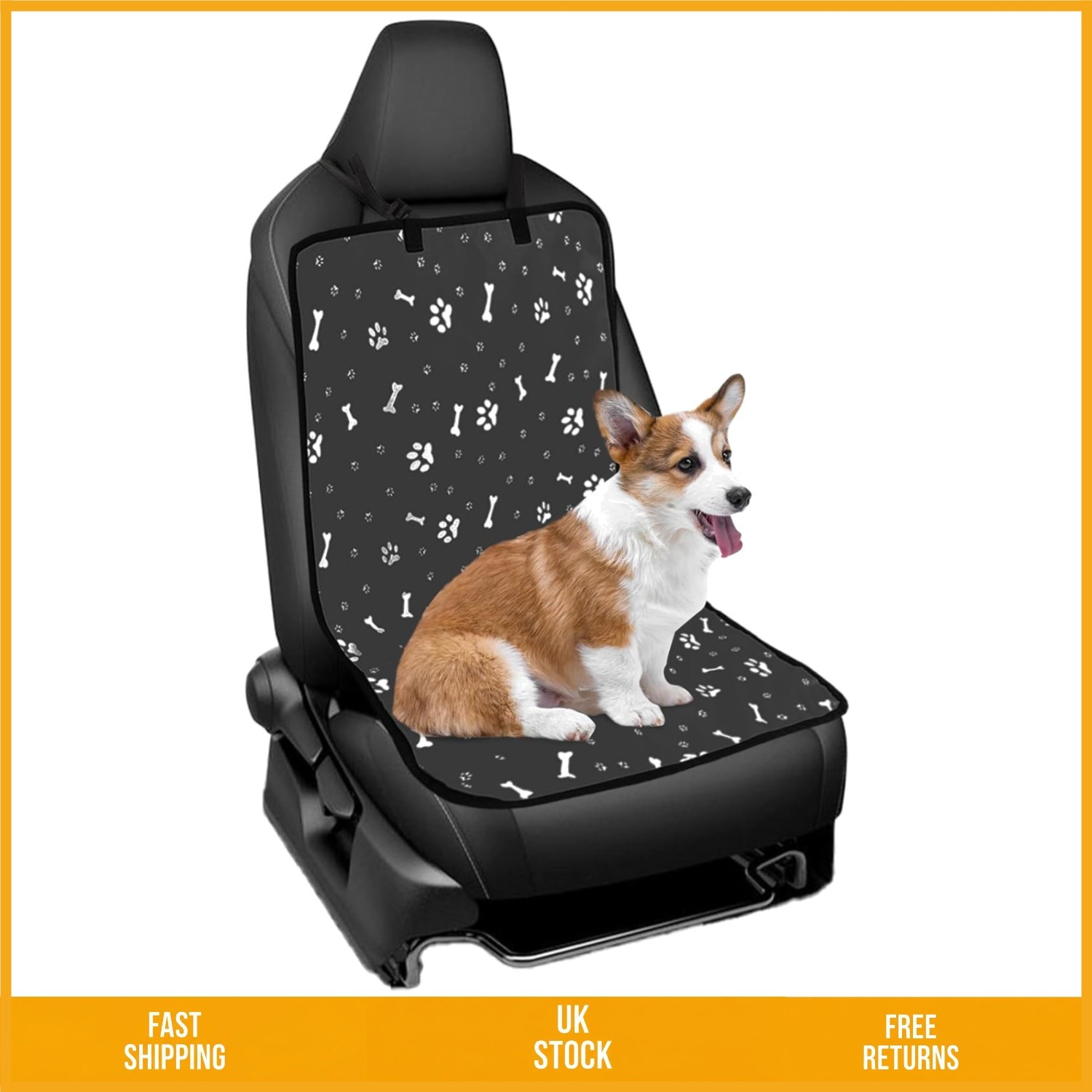 Waterproof Dog Front Seat Cover Scratch Proof Pet Protector Universal Black