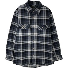 Used FIELD and STREAM long-sleeved heavy flannel check shirt men's size M eq...