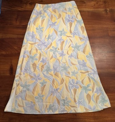 Vintage TALBOTS Womens Cotton Pastel Floral Pattern Boho Retro Y2K Maxi Skirt 8