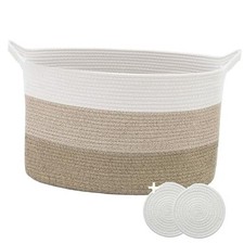 Blanket BaskeT 22  x17  Large Cotton Rope Basket for Living Room 22" 17" 12"
