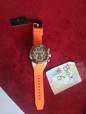 Mulco Fondo 46mm Silver Orange Black Stainless Steel Case Orange Silicon Band Bl