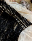 ANTIQUE VICTORIAN PURE SILK FINE STRAND TINY GLASS BEAD FRINGE TRIM FRAG  6 3/4" — photo 6
