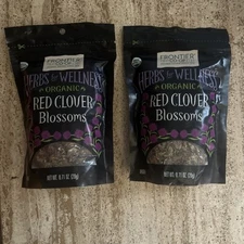 2- Frontier Organic Red Clover Blossoms, 0.71 oz  Herbs for Wellness x2  06/2027
