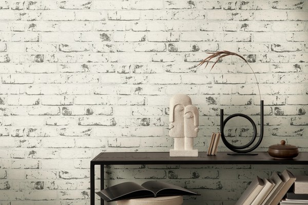 Tapete Steinoptik Mit Backsteinmotiv & 3D-Effekt – Grau, Beige-image