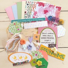 Spring Junk Journal  Scrapbooking Ephemera Kit, 40 Curated Pieces