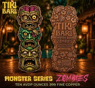 Tiki Bars Monster Series Zombies Copper Plaque 10 avdp oz Rectangle Sign